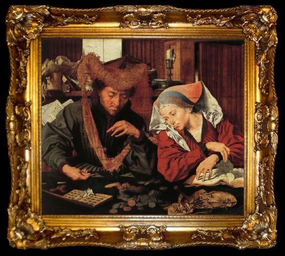 framed  Marinus van Reymerswaele A Moneychangr and His Wife, ta009-2